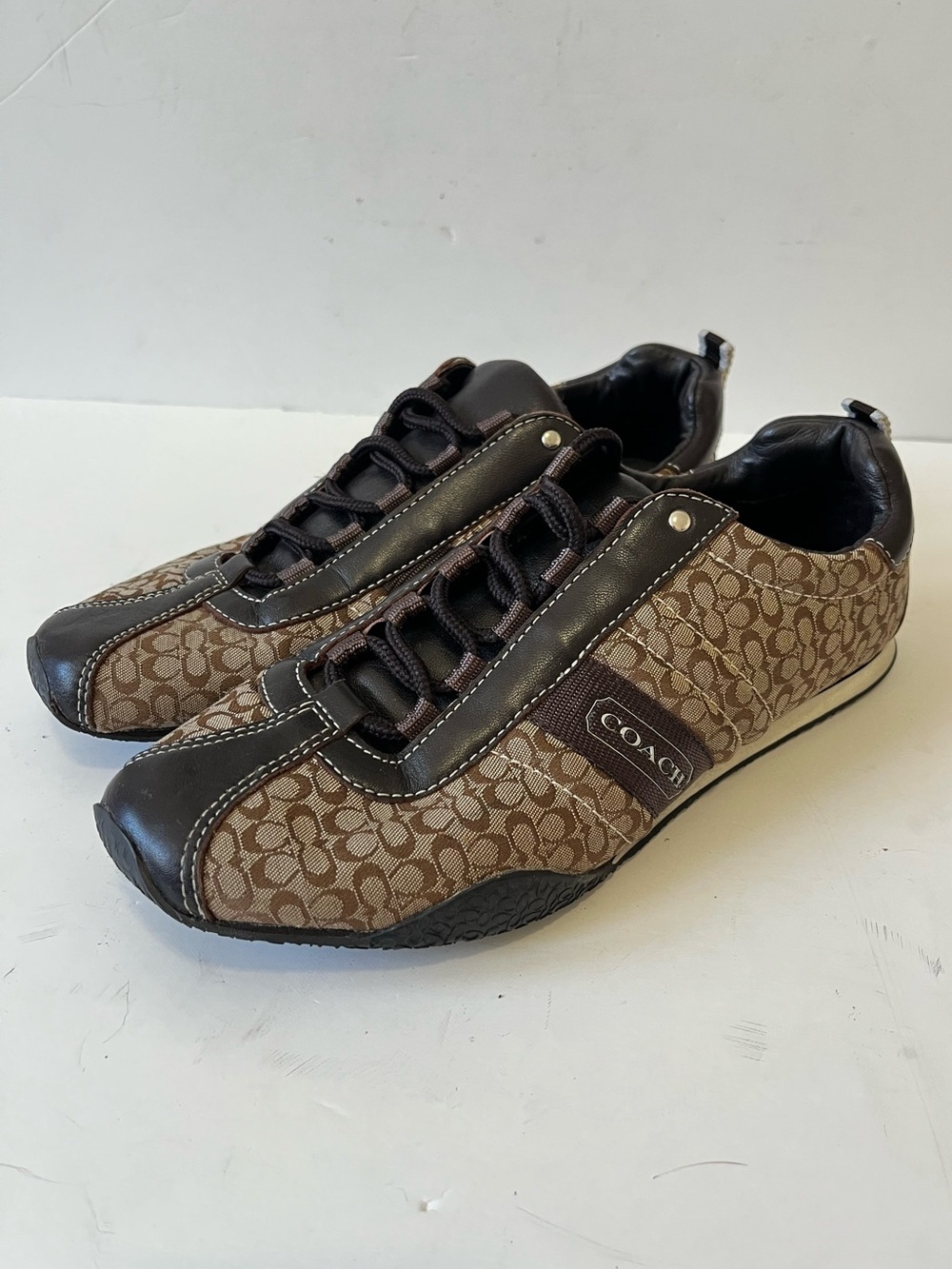 Coach Brown Monogram Signature Canvas Kelsie Sneakers Size 7.5 Medium